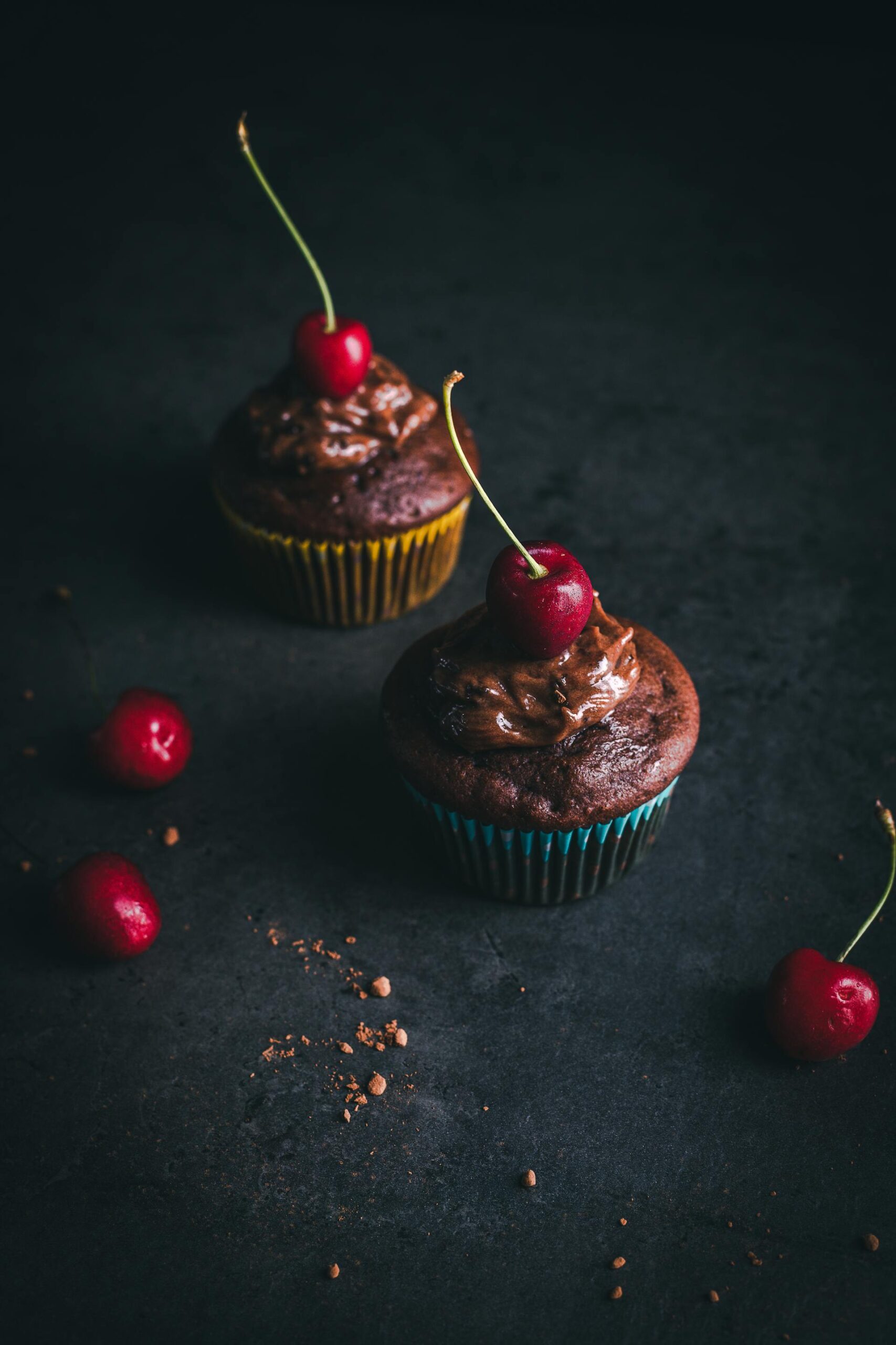 chocolate cupcake with a cherry on top for an afternoon delight