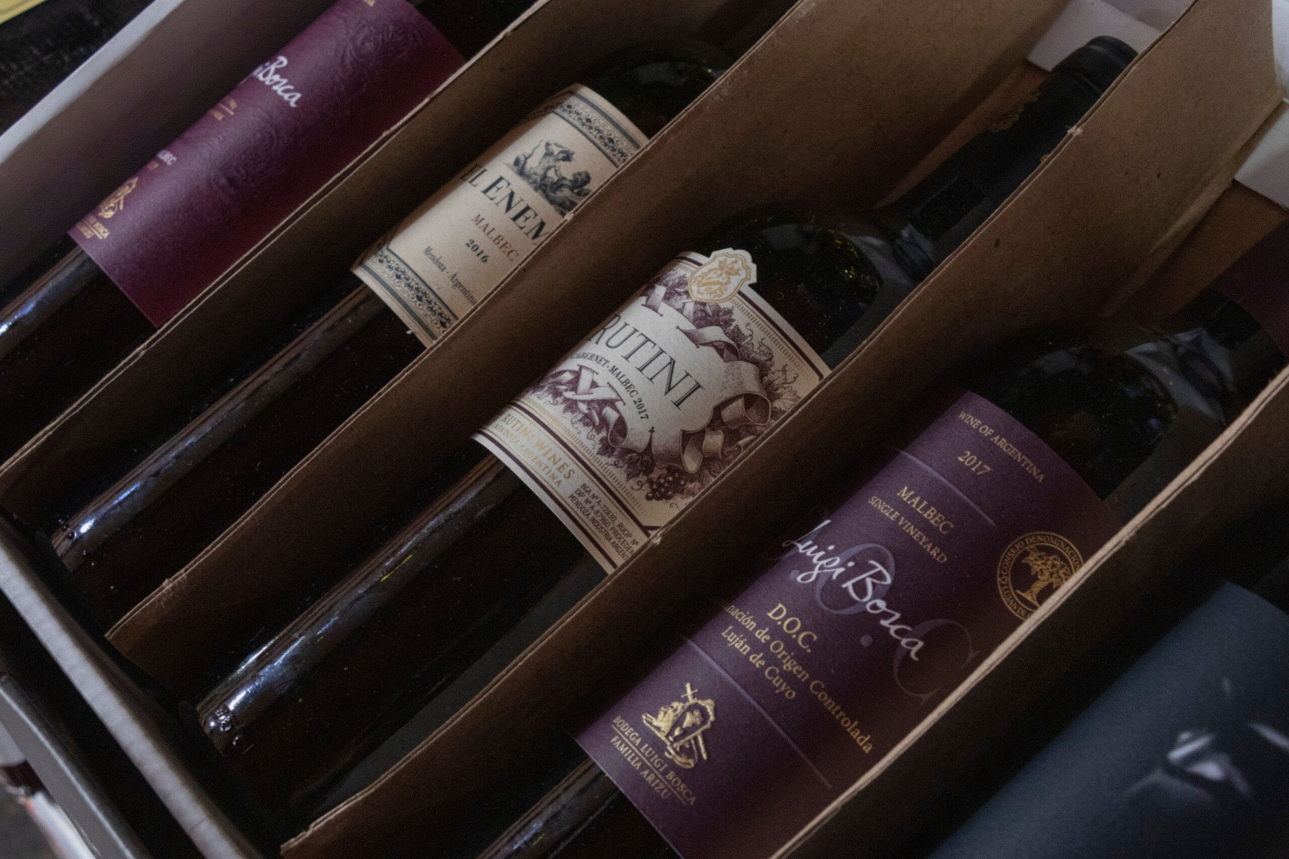 wine bottles lined up