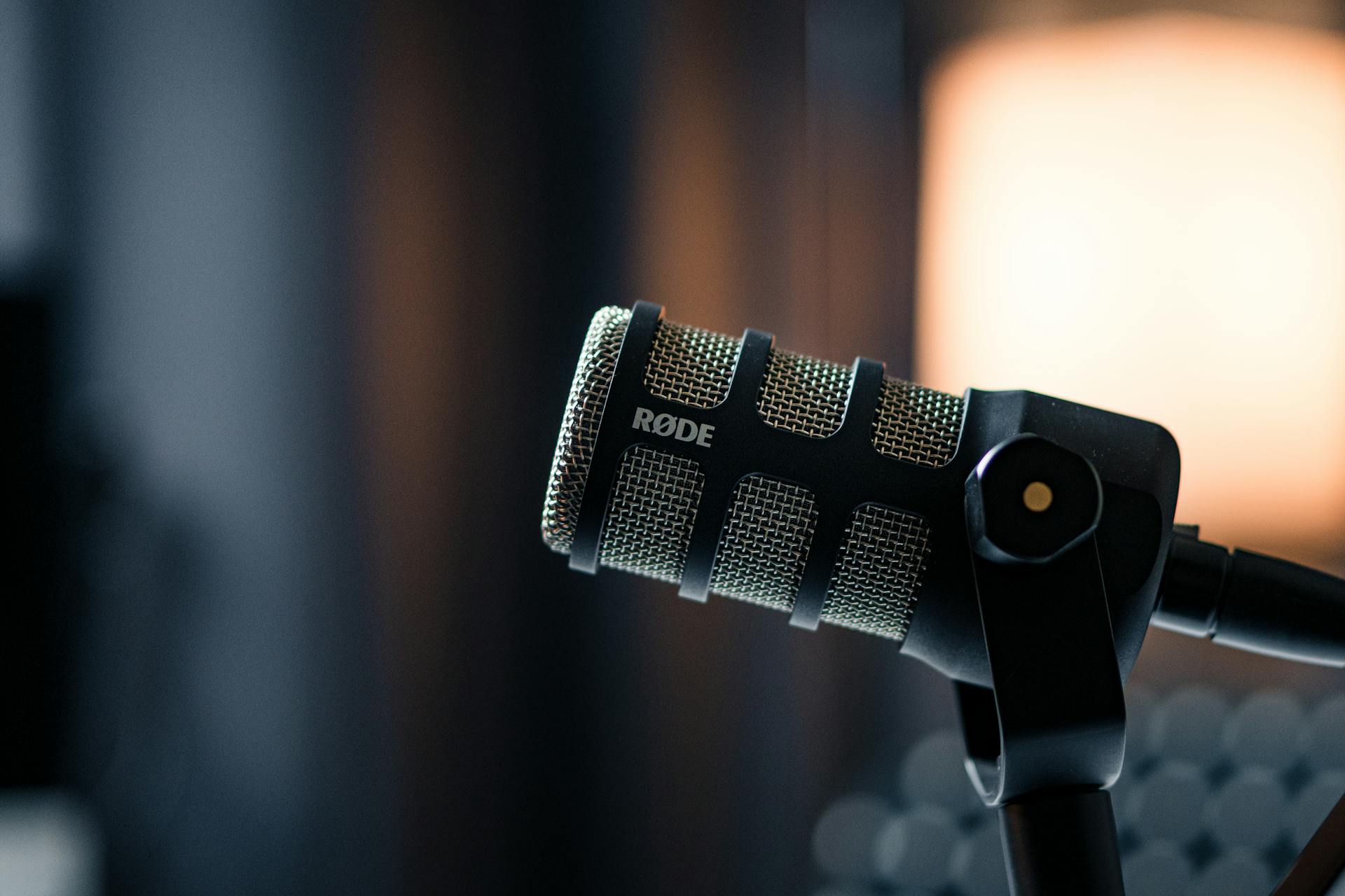 close up of podcast microphone
